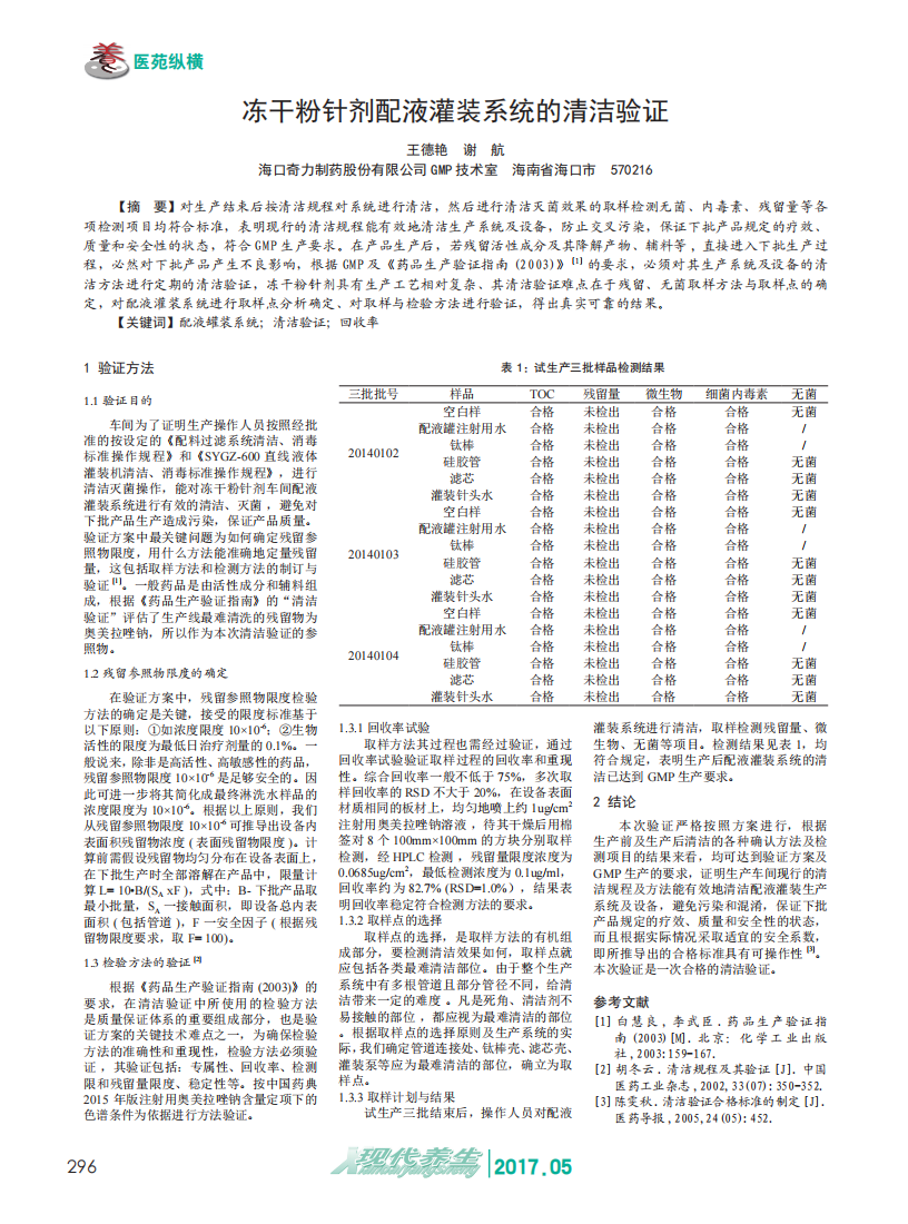 凍干粉針劑配液灌裝系統(tǒng)的清潔驗(yàn)證_00.png